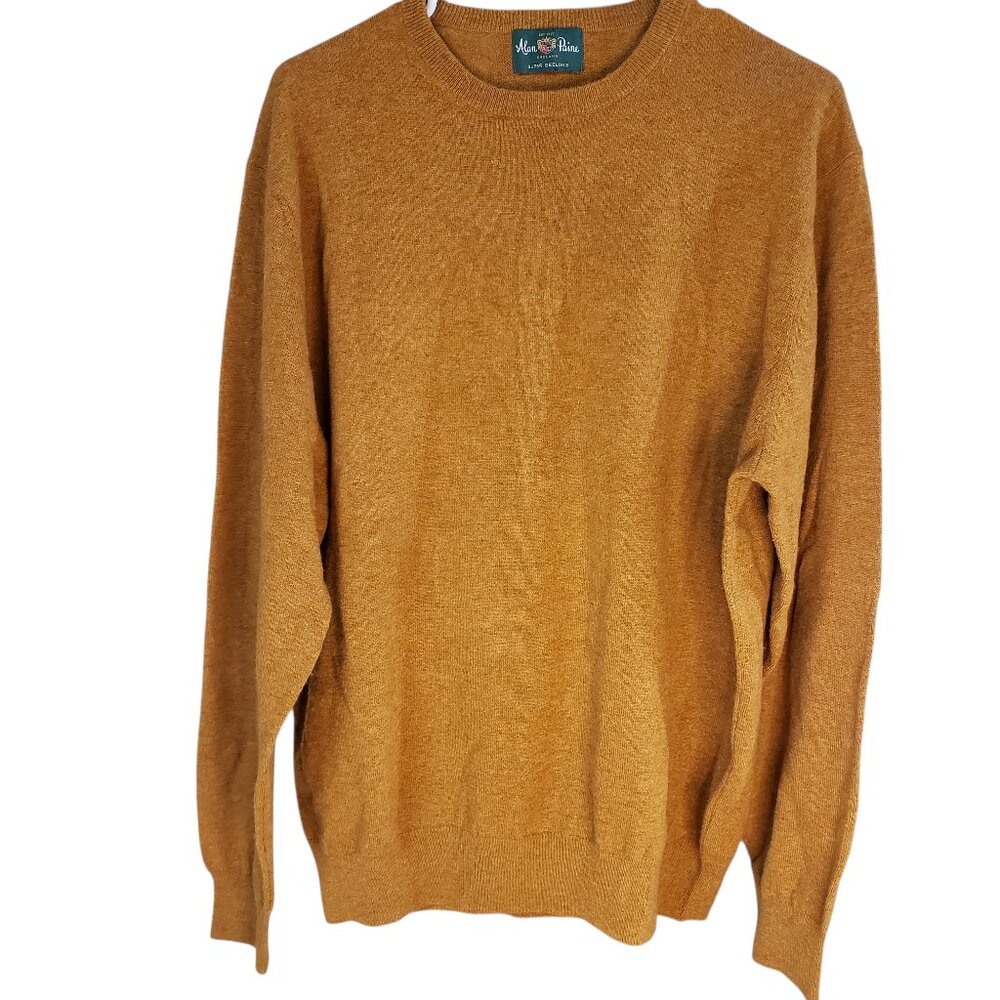 Alan Paine Super Geelong Sweater 100% Lambswool Burnt Orange Men's Size L